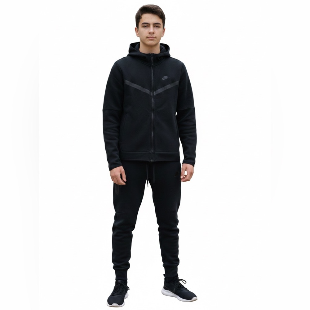 Nike Tech Fleece Medium Jacket | Small Pants Black Tracksuit Set Activewear